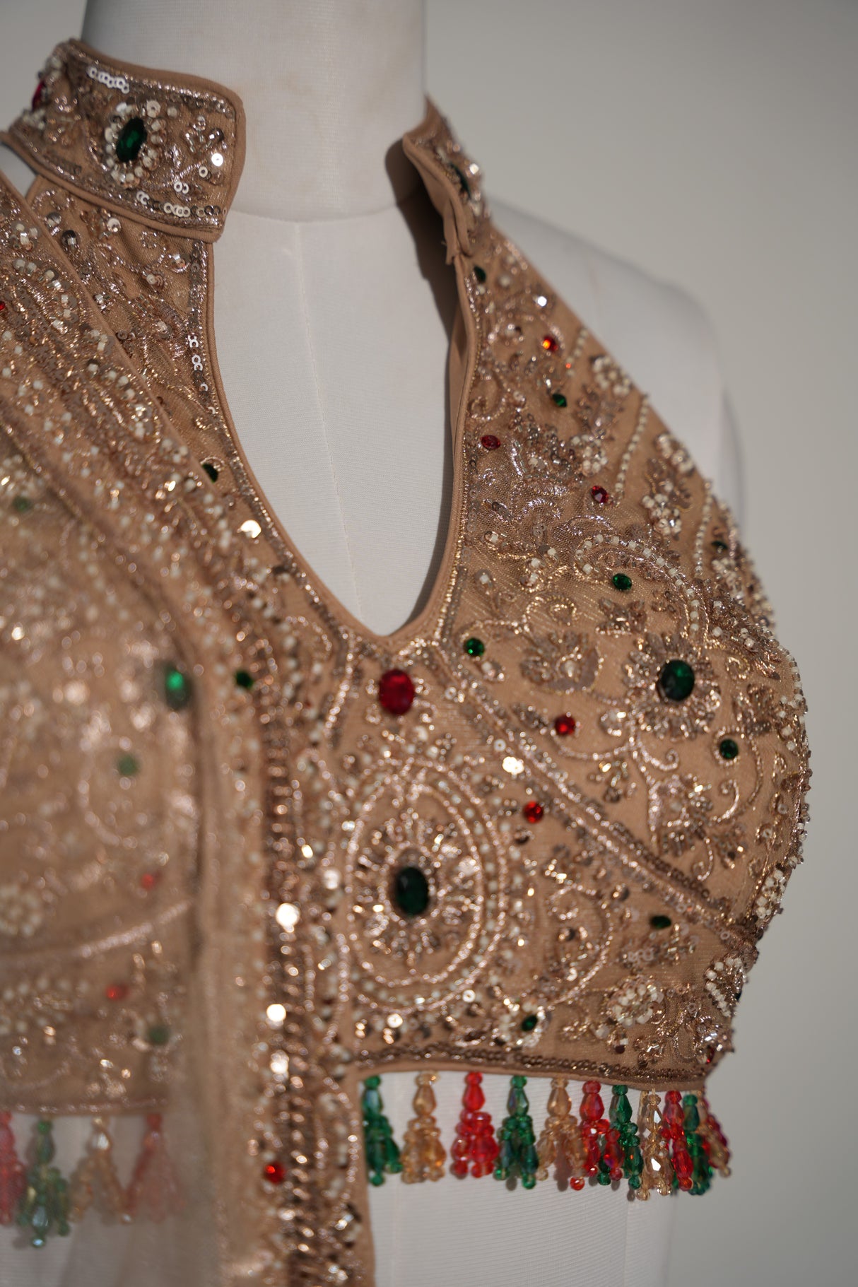 Champagne Gold Jewel Embroidered Lehenga Couture Ensemble