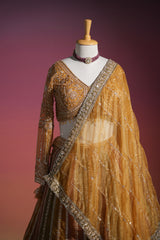 Saffron Blush Mirror Embroidered Bridal Lehenga Set