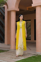 Mustard & Cream Layered Fusion Dress