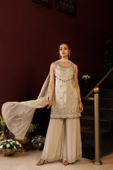 Ivory Jewel Embroidered Palazzo Set