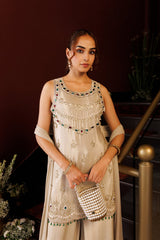 Ivory Jewel Embroidered Palazzo Set