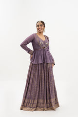 Women's Dusky Lavender Purple Lehenga Set with Gold Embroidery, Indian Wedding Outfit, Festive Wear