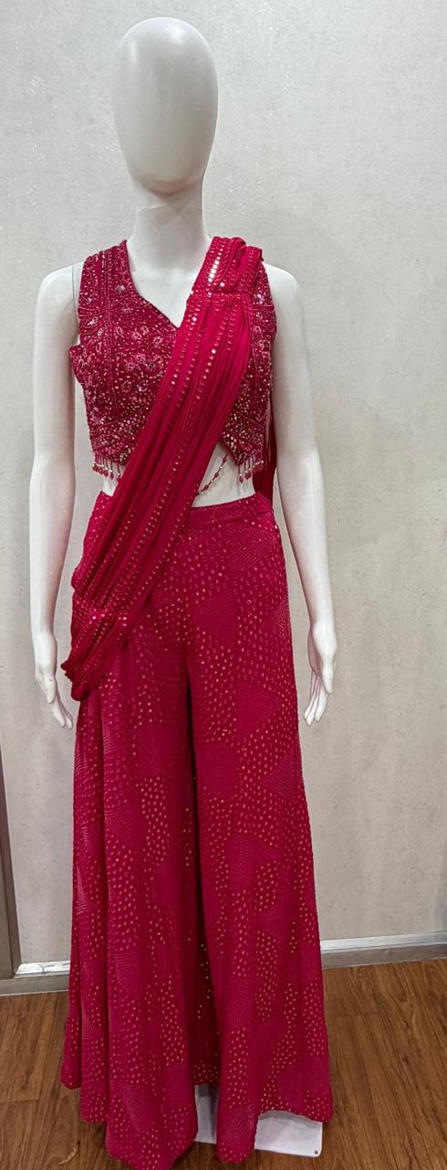 Crimson Drape Embellished Saree Ensemble