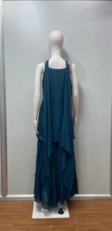 Close view of the embroidery on a teal layered sharara kurta