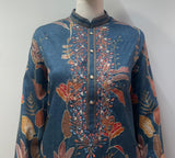Deep Teal Rust Botanical Men's Kurta Set
