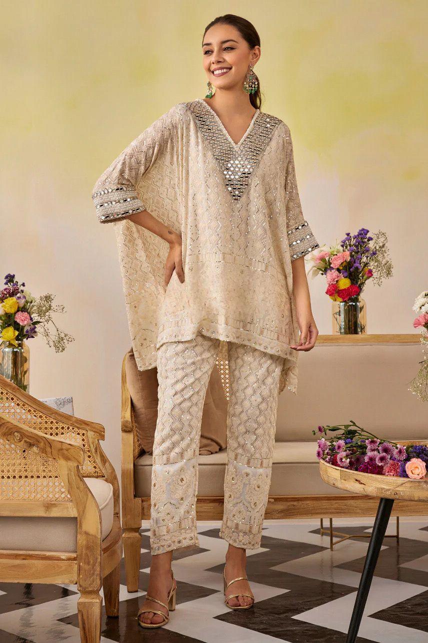 Chikankari Sparkle Fiesta Mirror Embroidered Outfit |Label S4U - MishUUU