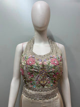Champagne Gold Hand-Crafted Crop Top & Palazzo Set | Label S4U