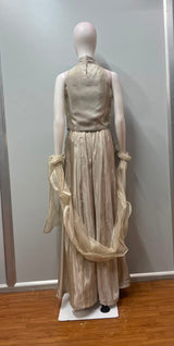 Champagne Gold Hand-Crafted Crop Top & Palazzo Set | Label S4U