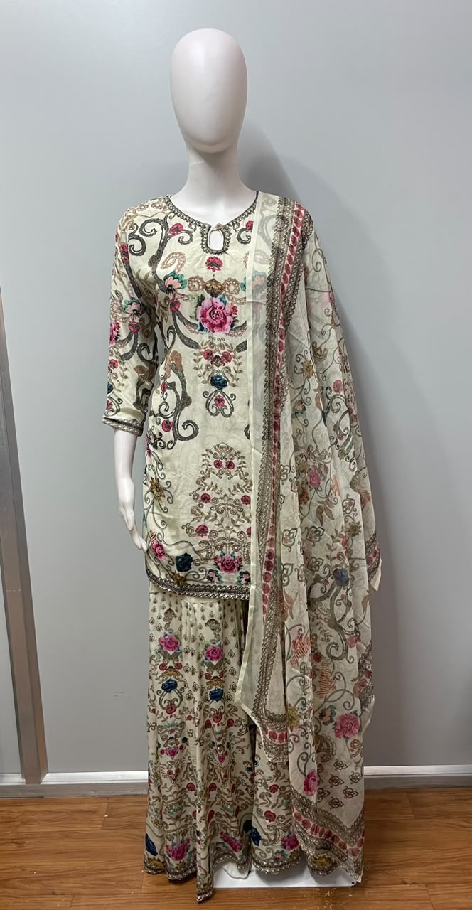 Ivory Multicolor Sharara Set - view 15