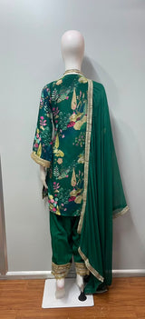 Sleeve and cuff detail on a botanical print floral kurta set