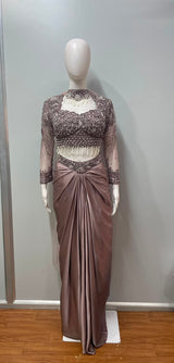 Smokey Grey Drape Skirt - close-up detail