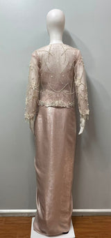 Taupe Pearl Jacket Draped Saree Couture - close-up detail