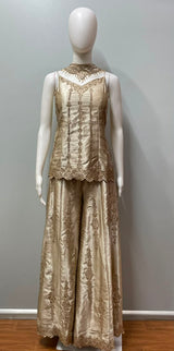 Champagne Zari Luxe Palazzo Couture Ensemble - close-up detail