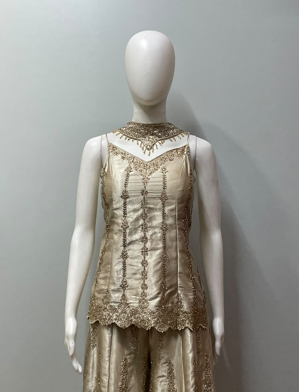 Champagne Zari Luxe Palazzo Couture Ensemble - alternate view