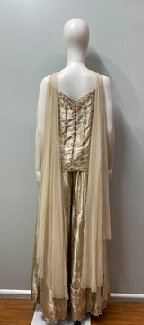 Champagne Zari Luxe Palazzo Couture Ensemble - detail view