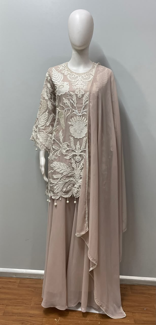 Ivory Bloom Embroidered Luxe Sharara Set