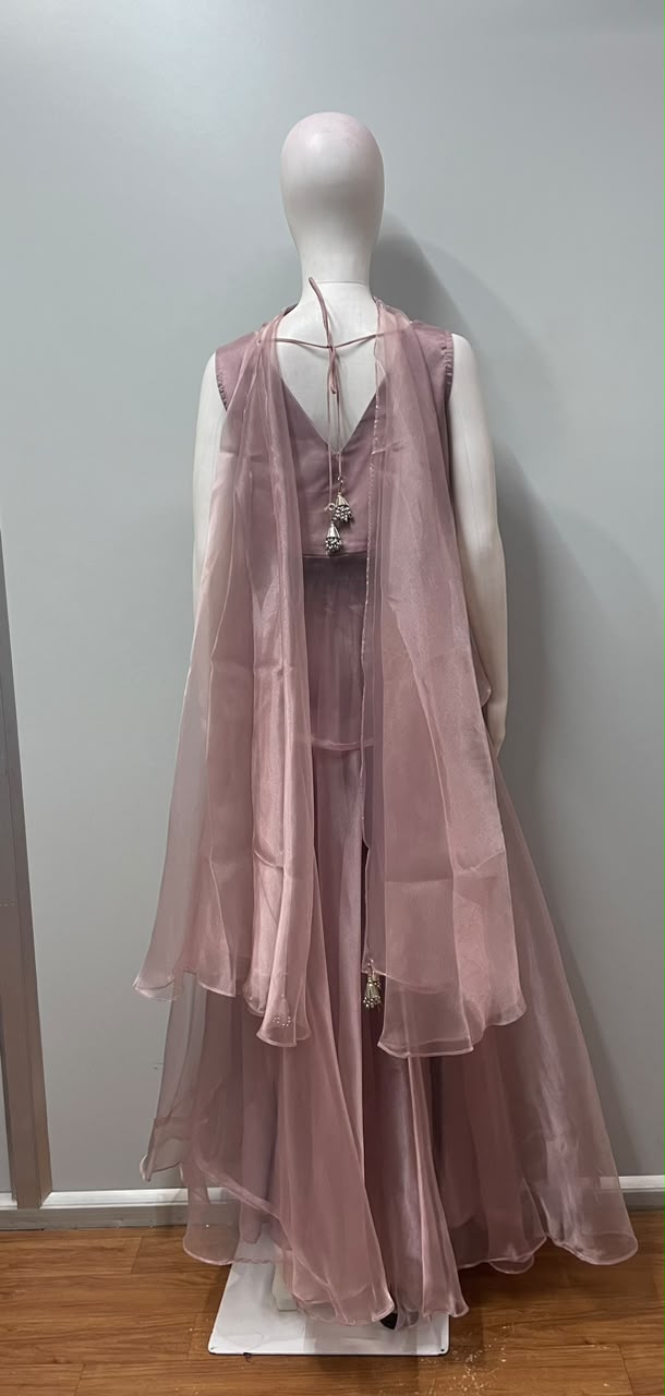Dusty pink embroidered palazzo set styled for a festive occasion