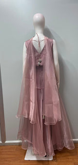 Dusty pink embroidered palazzo set styled for a festive occasion