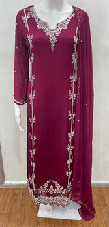 Crimson Noor Embroidered Kurta Set - styled view