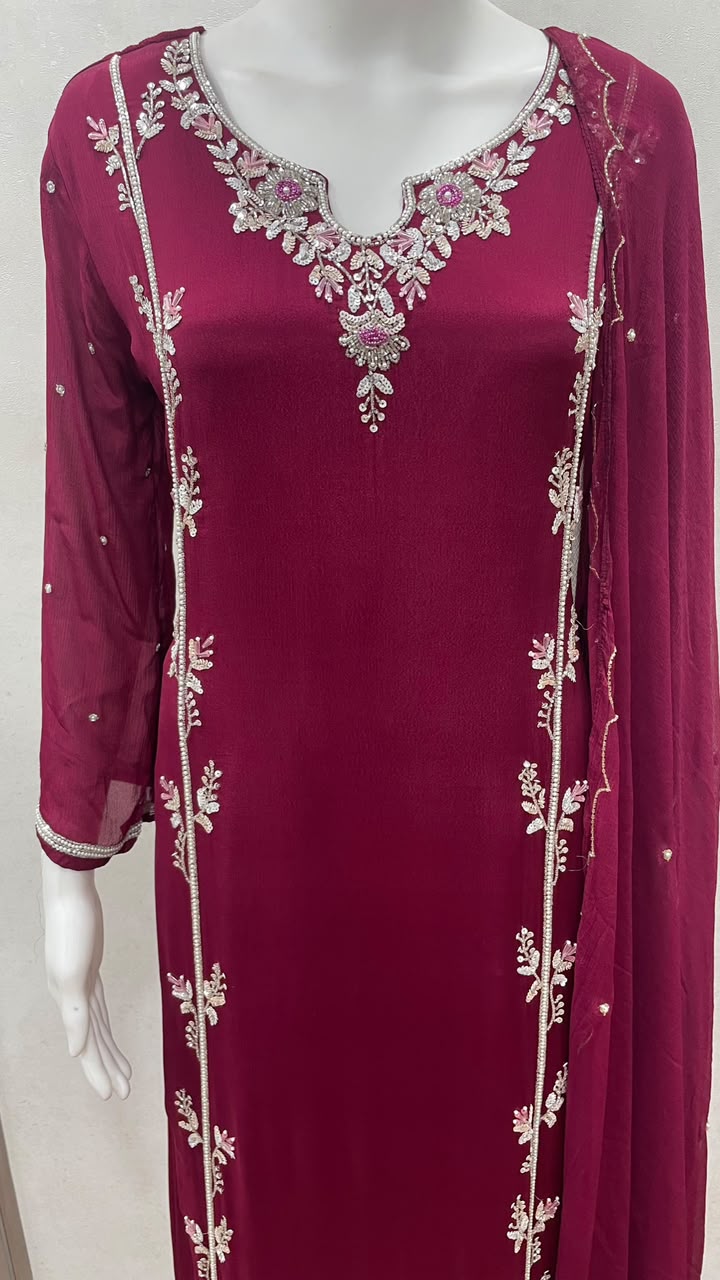 Crimson Noor Embroidered Kurta Set - additional view