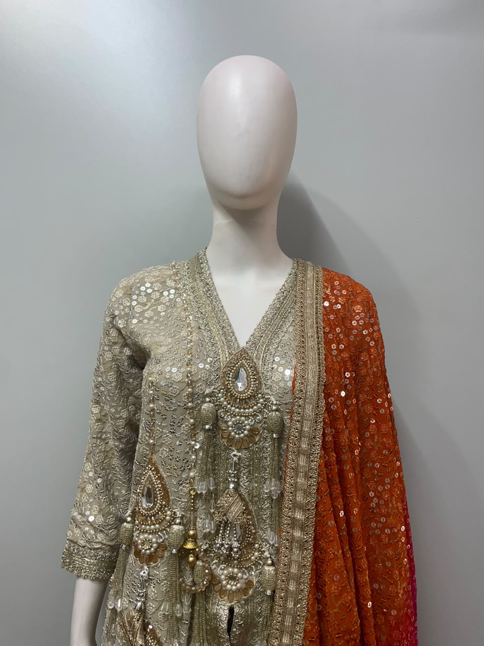 Golden Noor Mirror Sequin Sharara Set - view 9