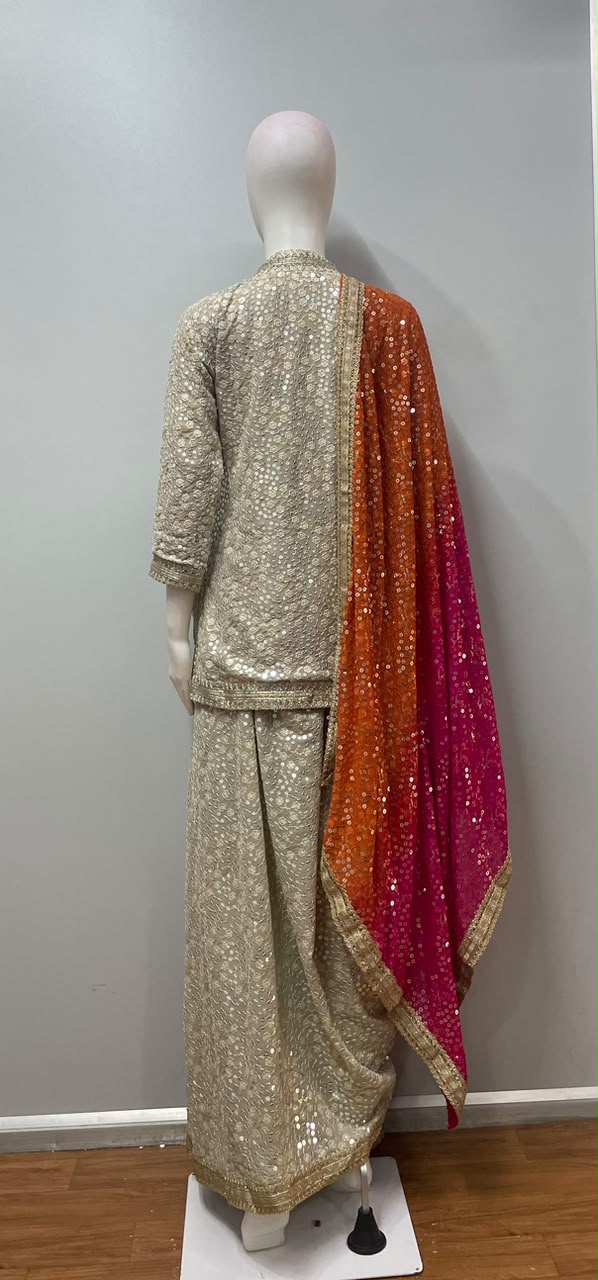Golden Noor Mirror Sequin Sharara Set - view 10
