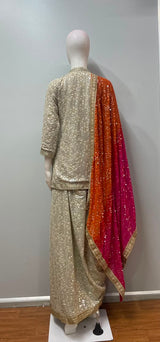 Golden Noor Mirror Sequin Sharara Set - view 10