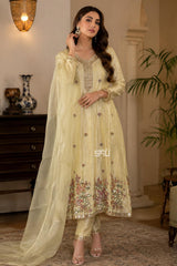 Cream Gold Floral Kurta Set