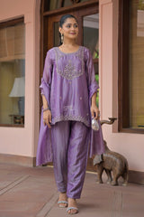 Smoky Lilac Silver Salwar Set
