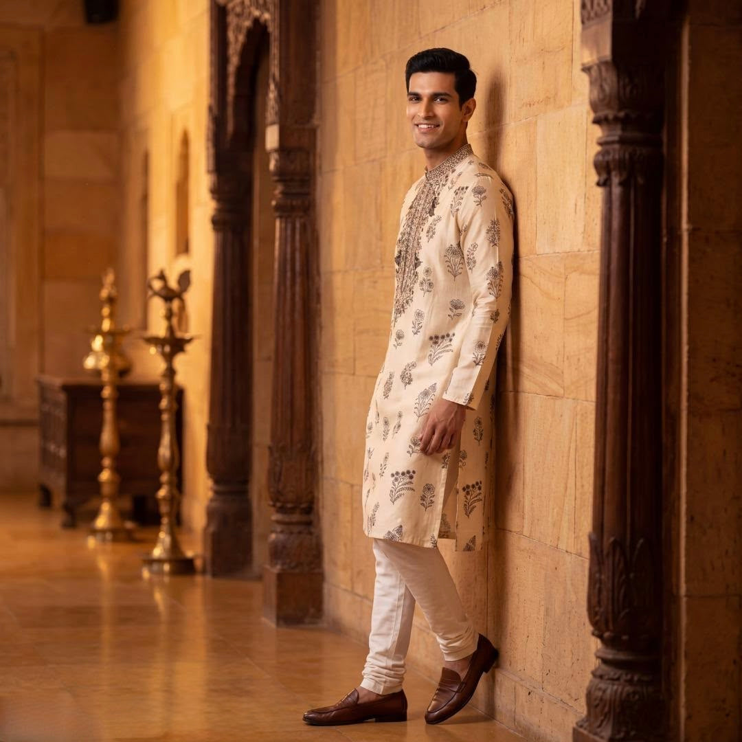 Ivory Heritage Botanical Men's Kurta Set
