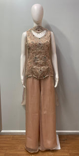 Peach Gold Jewel Palazzo Set