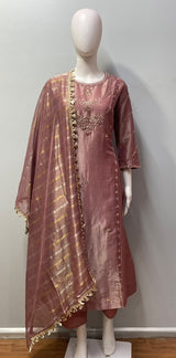 Dusty Rose Antique Gold Jewel Kurta Set