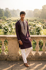 Deep Plum Silver Men's Kurta Set