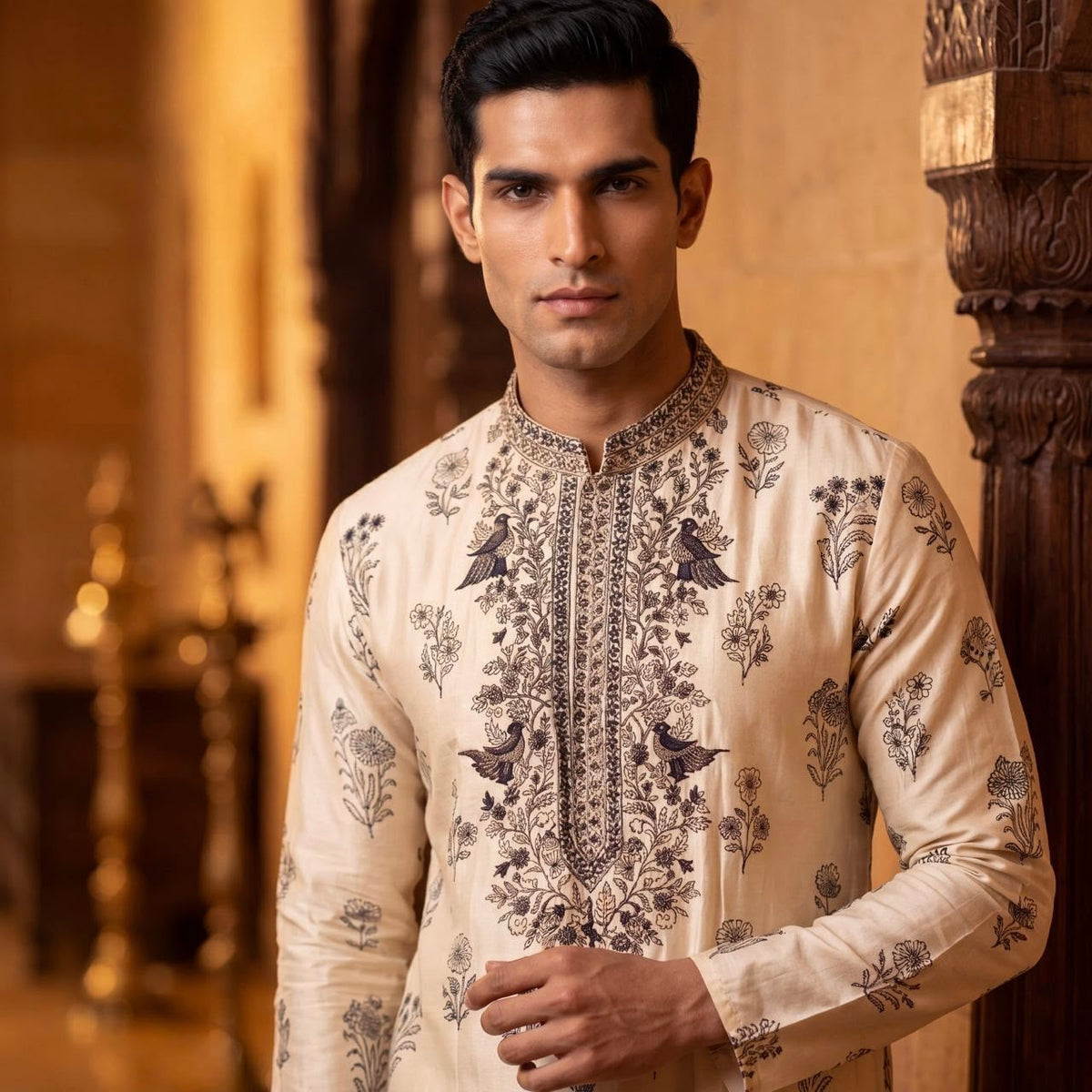 Ivory Heritage Botanical Men's Kurta Set