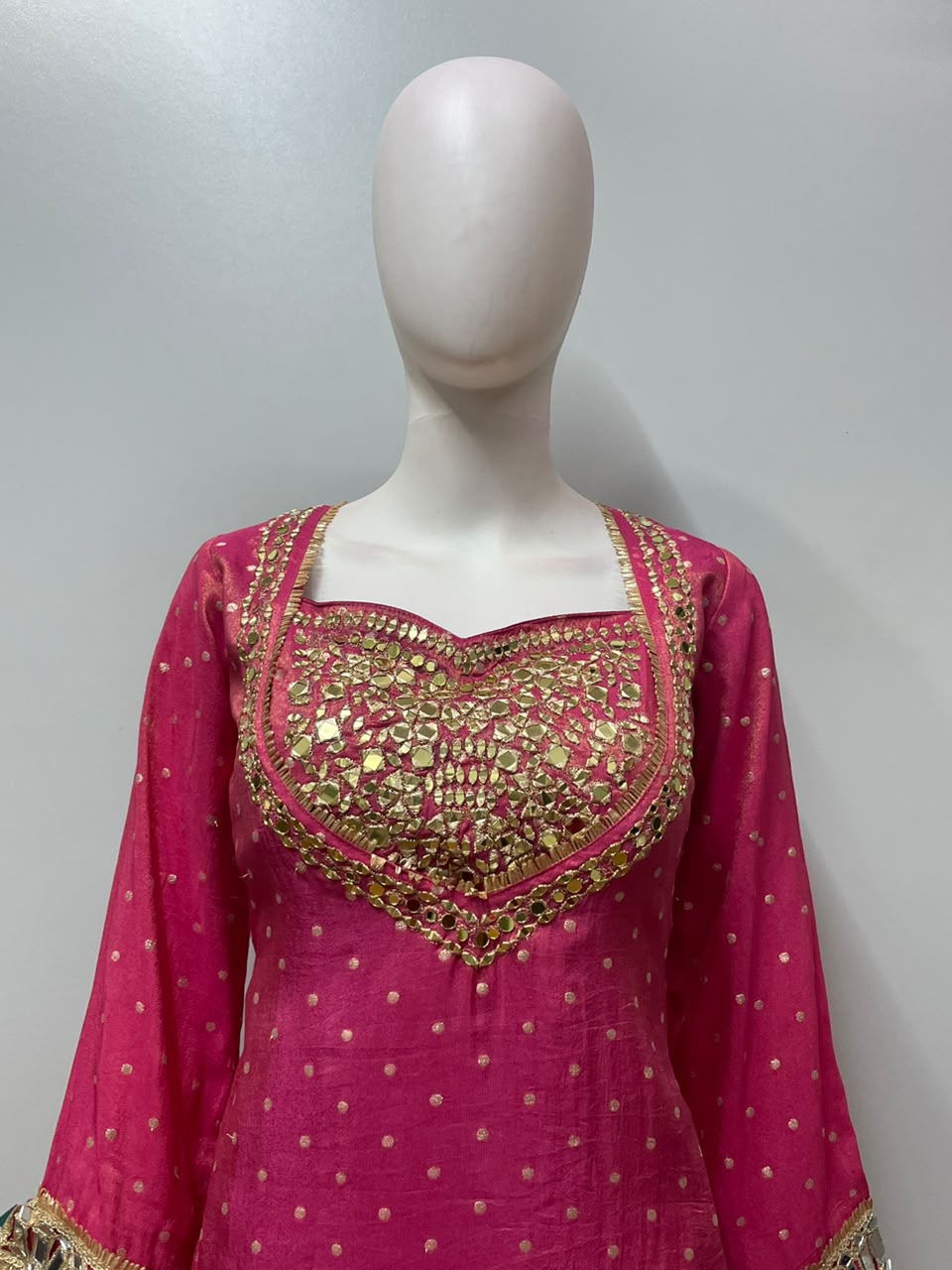 Rani Pink Gold Mirrorwork Palazzo Ensemble