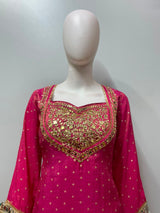 Rani Pink Gold Mirrorwork Palazzo Ensemble