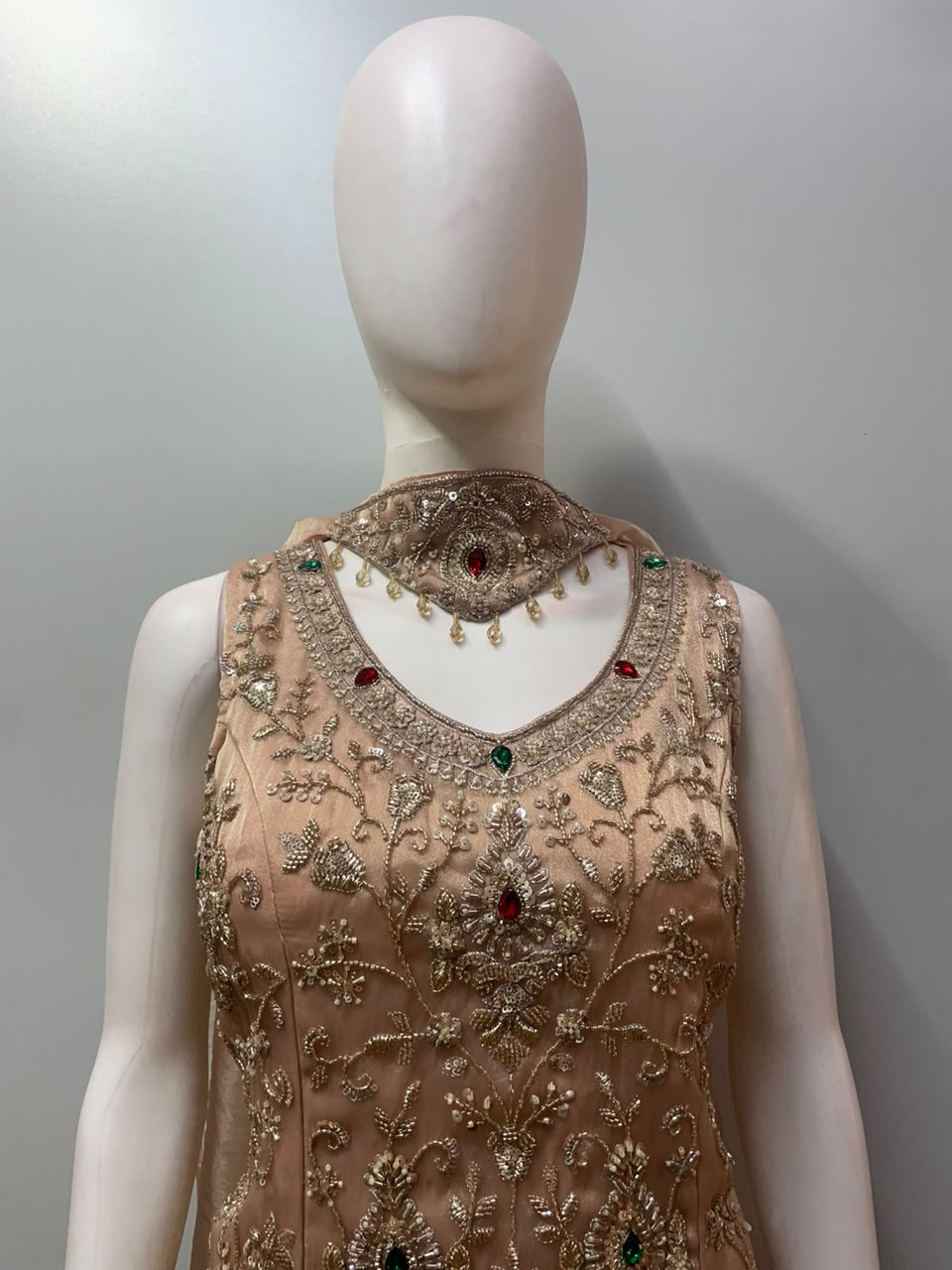 Peach Gold Jewel Palazzo Set