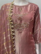 Dusty Rose Antique Gold Jewel Kurta Set