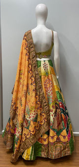 Mustard Green Printed Lehenga Set