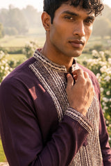 Deep Plum Silver Men's Kurta Set