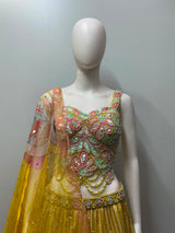 Sunshine Yellow Floral Mirror Lehenga Set