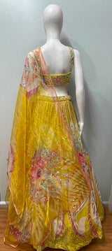 Sunshine Yellow Floral Mirror Lehenga Set