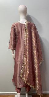 Dusty Rose Antique Gold Jewel Kurta Set