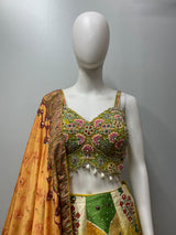 Mustard Green Printed Lehenga Set