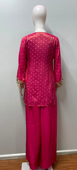 Rani Pink Gold Mirrorwork Palazzo Ensemble