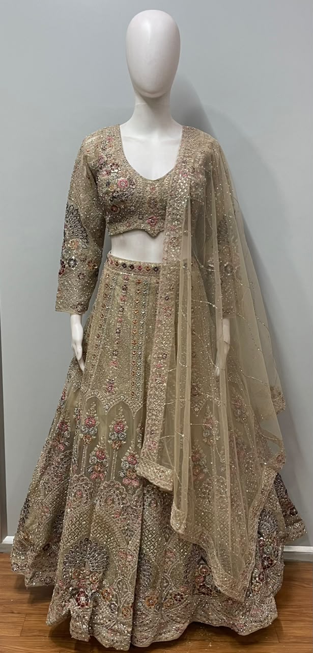 Champagne Rose Mirrorwork Couture Lehenga Set