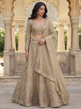 Champagne Rose Mirrorwork Couture Lehenga Set