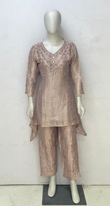 Taupe Pearl Embroidered Pant Set