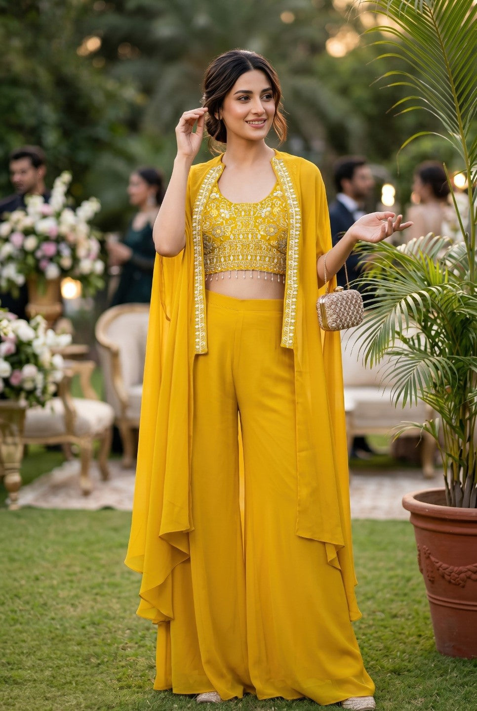 Golden Aura Luxe Embroidered Sharara Set