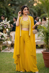 Golden Aura Luxe Embroidered Sharara Set